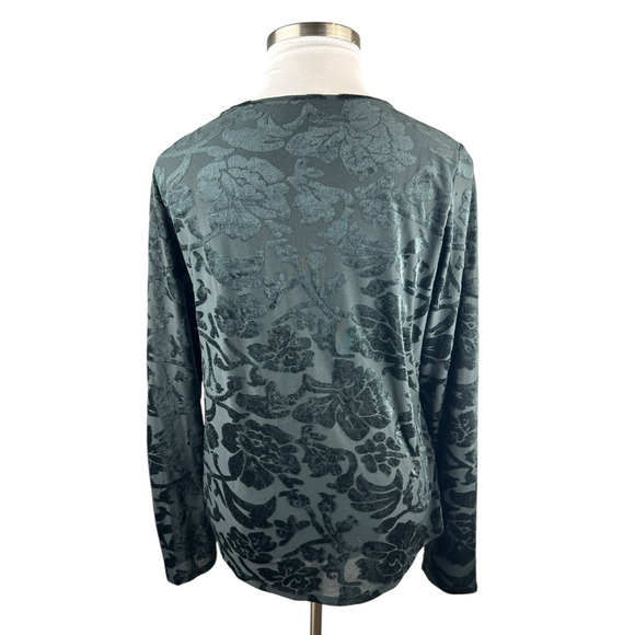 Sundance Bella Grace Floral Velvet Burnout Top Black Long Sleeve Women's Size XL - Picture 11 of 16